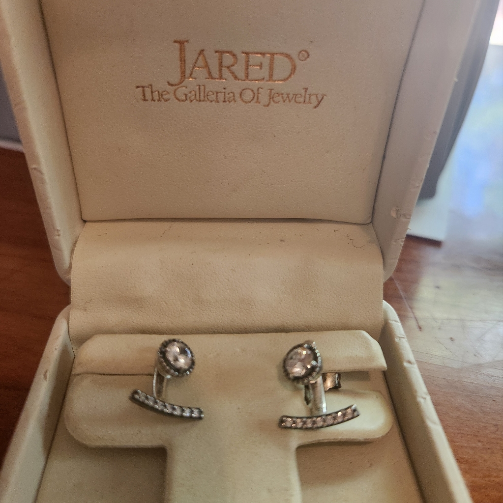 Jared Sapphire Diamond Cradle Earrings With Removable Sweep Jacket. Gorgeous Set